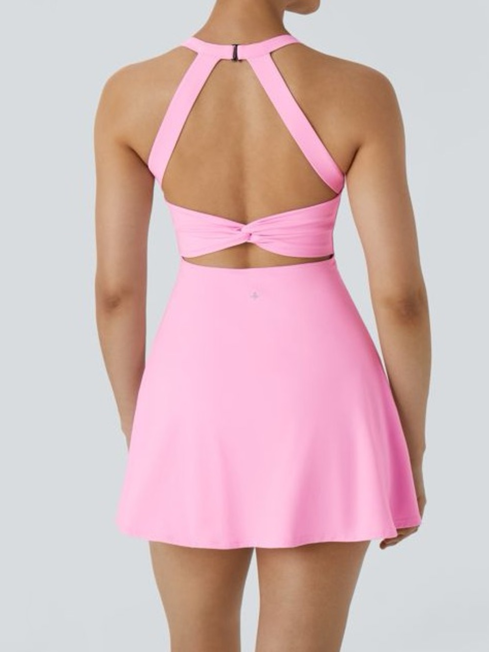 Women’s Pink Halter Tennis Dress with built in shorts